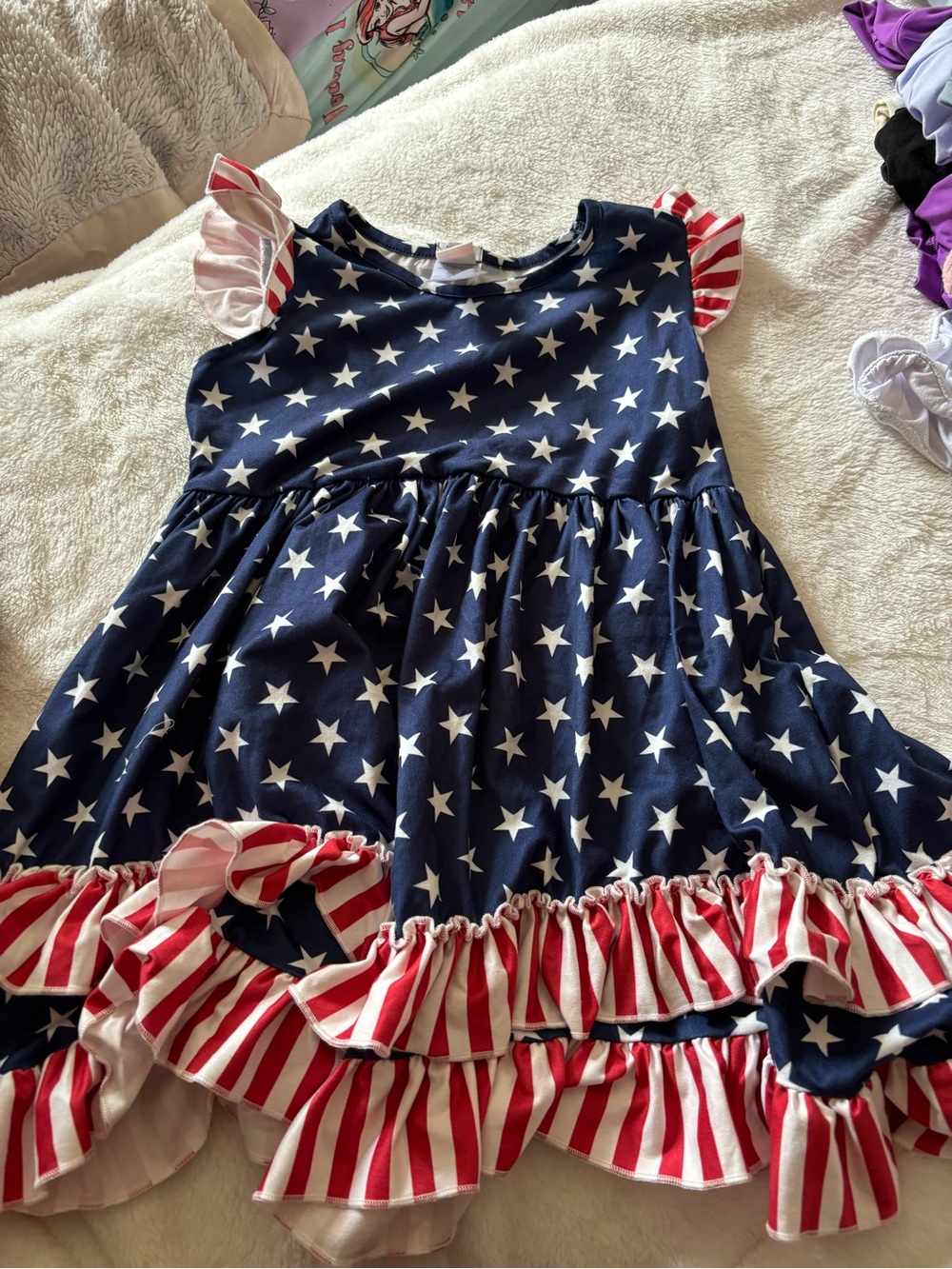 Patriotic Navy Star & Stripe Ruffle Dress